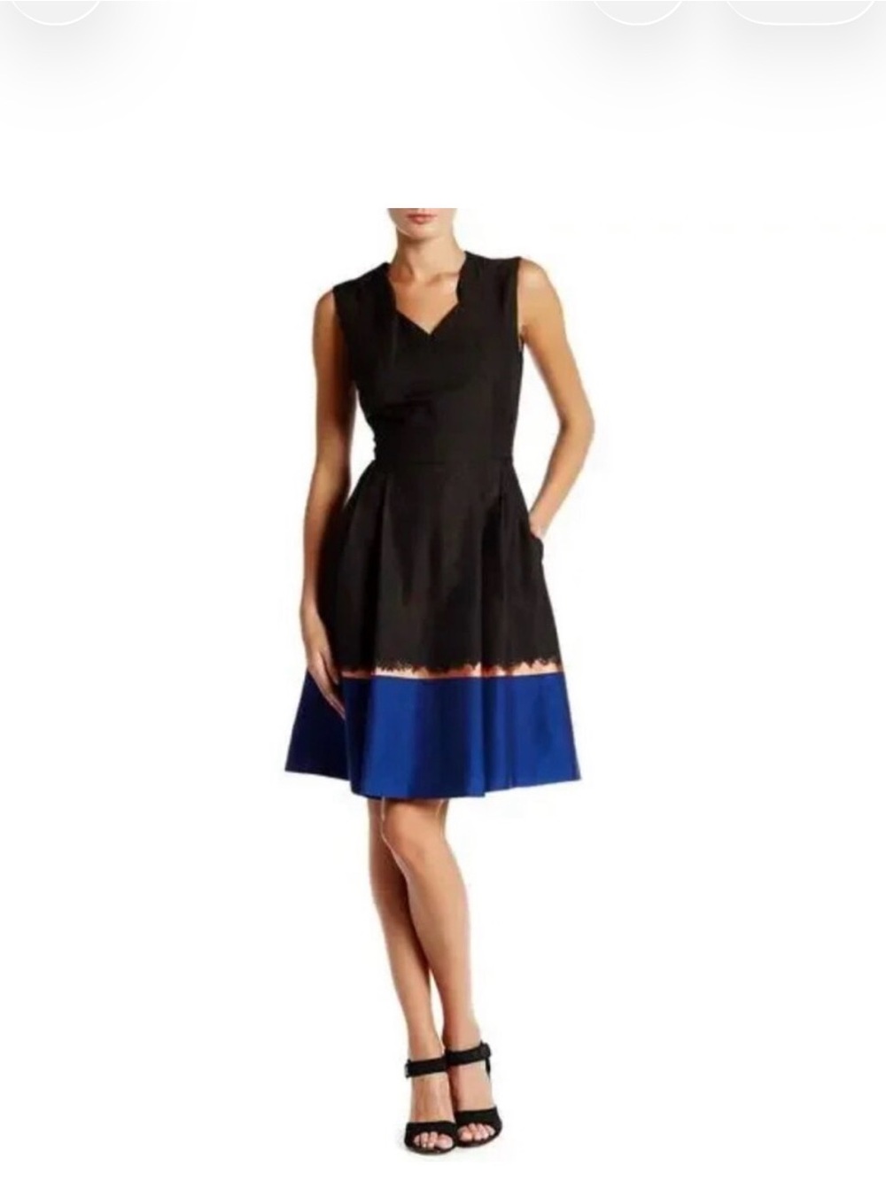 Boss Dark Brown Dress with electric blue hem textured and Accents. Like Art!